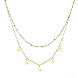 collier deux chaines etoiles