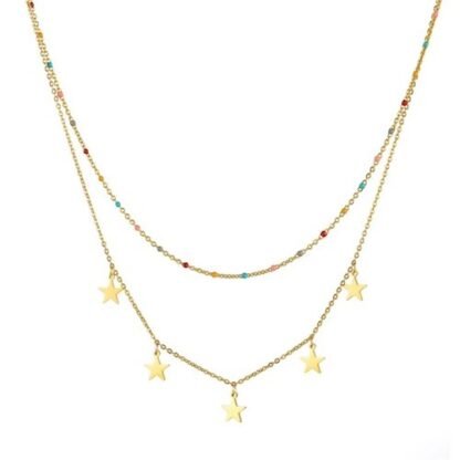 collier deux chaines etoiles