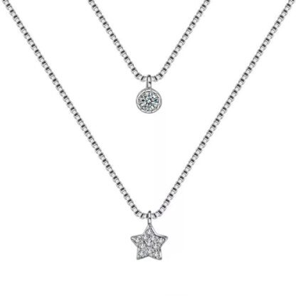 collier double rang etoile argent