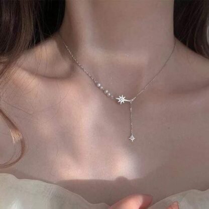 collier etoile perle argent