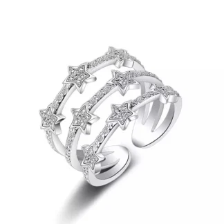 bague etoile argent pour femme avec oxydes de zirconium