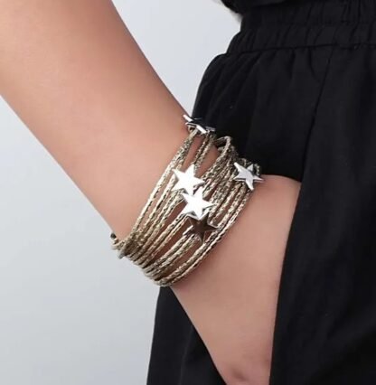 bracelet manchette cuir etoile