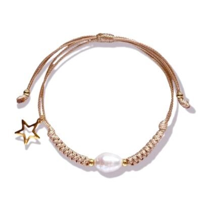 bracelet perle etoile avec cordon beige