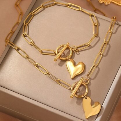 collier coeur chaine gros maillon