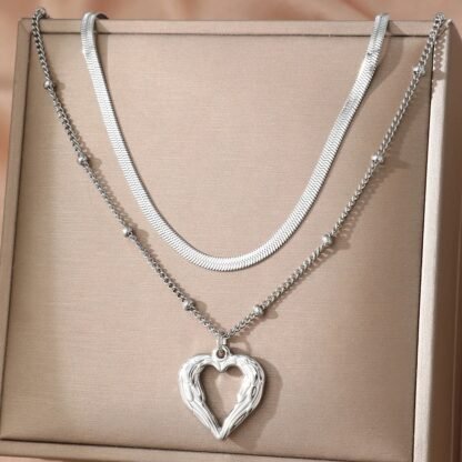 collier coeur double rang